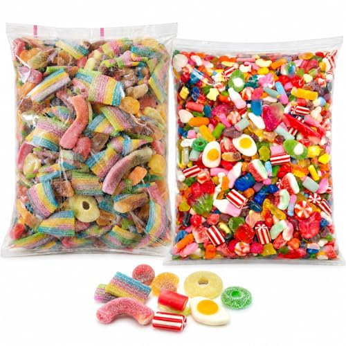 GRO VITS - Pick & Mix Sweets Quality Jelly Sweets 800 Gram Bundle 2 x Pouches Fizzy & Non Fizzy Pick and Mix Classic Retro Candy Selection Assortment For Gifting – 800g