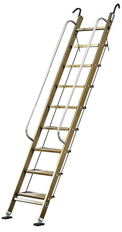 Scala per soffitta in lega di alluminio-magnesio, 9 gradini, pedali larghi 16 cm, piedini in gomma regolabili, scale di ingegneria resistenti per un accesso sicuro alla casa