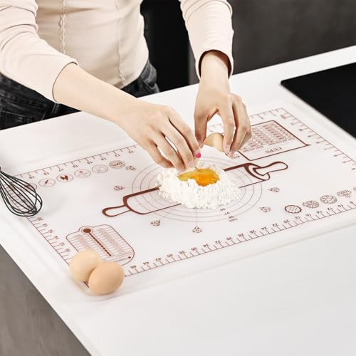 Tappetino da forno 50x70cm, trasparente, grande, antiscivolo, in silicone, tappetino per impasto, tappetino da lavoro con misurazione, tappetino in silicone con bordo alto, per bancone, tappetino per