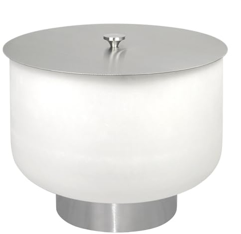 Comfy Moments Feuerschale 60cm Quarzglas Feuerstelle feuerfestes Glas mit Edelstahl Sockel und Deckel Feuerkorb für Terrasse und Garten