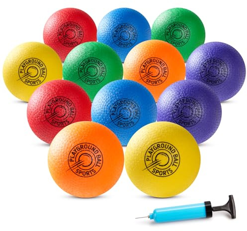 INPODAK Paquete de 12 Pelotas de Dodgeball Juego de Pelotas para Parques Infantiles de 21.5 cm Kickball de 8.5 Pulgadas Pelota de jardín Césped del Patio Trasero Pelota de Playa