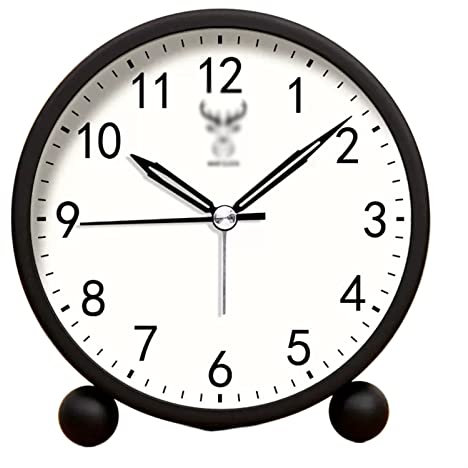sveglie Sveglia analogica da 4 a batteria, piccolo orologio da scrivania silenzioso da comodino con luce notturna, a batteria, for soggiorno, camera da letto, comodino, scrivania sveglia da comodino(
