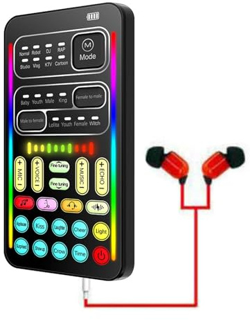 Cambiador de Voz - Tarjeta de Sonido Mini Portable, Herramienta de Alternativa de Voz de 8 Efectos | Convertidor de Voz multifunción para computadora, Uso de tabletas, Dispositivo Ligero para Chat en