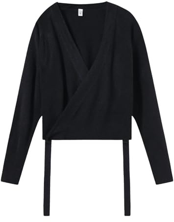PFIOEUL Top avvolgente for danza classica, maglione avvolgente for danza classica for ragazze, giacca morbida for riscaldamento e balletto for body(Blue_L)