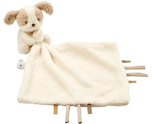 Nattou Schnuffeltuch Hund mit Befestigung für Schnuller, 27 x 27 cm, 100% Polyester, Teddy, Ecru