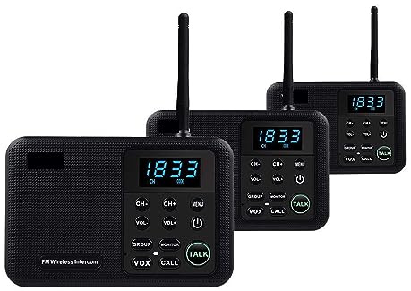 Wireless Intercom, Wireless Home Intercom System for House Business Offices Intercom 1 Mile Range 22 Channel 100 Digital Code Display Screen(Nero)