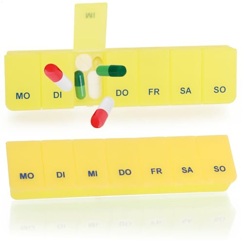 com-four® 2x Medikamentendosierer für je 7 Tage - Pillendose - Medikamenten-Box - Tablettendose - Wochendosierer zur Aufbewahrung - Tablettenbox