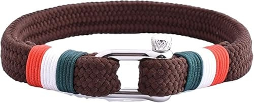 London hantverk stilfullt paracord justerbart armband män kvinnor 19-21 cm Italien flagga brun, 19cm, Nylon, Ingen ädelsten