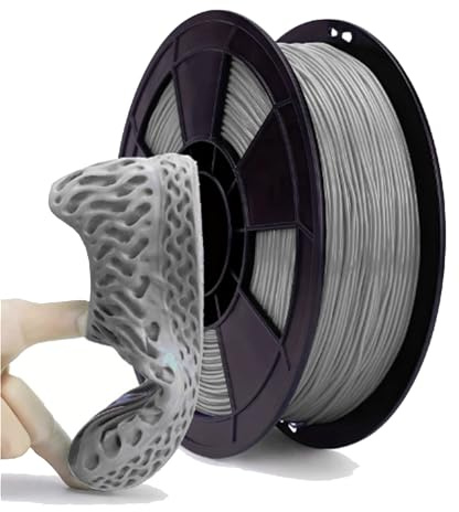 CXGBQSJ TPU 3D 85A Drucker Filament 1.75mm Gummiähnliche Elastische Linie Gleichmäßige Zuführung Hohe Festigkeit Verschleißfest Für FDM Drucker DIY Modelle und Technik,Gray