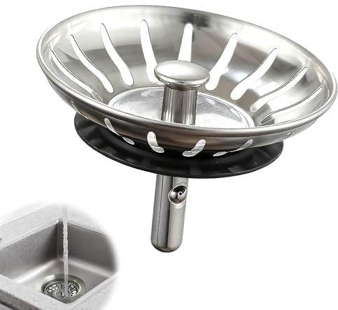 Bansusu 1Pc Kitchen Sink Plug Strainer, Kitchen Sink Strainer Plug, 78mm | Stainless Steel Strainers Sink Plugs Replacement Drain Stopper for Hair/Food Catcher, UK Sinks Hole Diameter 78mm