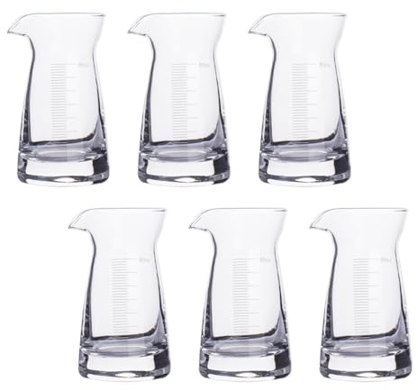 SUPVOX Tazas Medidoras de Vidrio Transparente 80 Ml Escala, Set 6 Piezas para Medir Líquidos y Whisky, Vaso Tipo Jigger para Bar y Hostelería, Accesorio Práctico para Coctelería