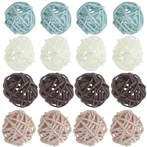 OSALADI Bolas de Ratán para Jarrones 72 Piezas, Esferas Decorativas de 3 Cm en Colores, Oscuro y Oscuro, Relleno para Cuencos y Manualidades DIY, Decoración Festiva para Hogar y