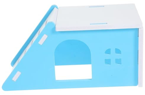 TOPBATHY Casa para Hámster Pequeña en Ángulo Azul, Nido de PVC Resistente para Dormir y Jugar, Escondite Decorativo para Jaula, Accesorio para Mascotas Pequeñas como Jerbos y Chinchillas