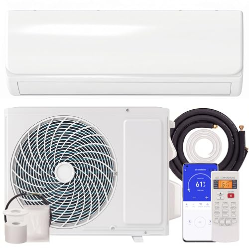HOMCOM Aire Acondicionado Split 12000 BTU, Bomba de Calor, Aire Acondicionado Inverter, Clase A++, WiFi y Control por Voz, hasta 18 m², Pantalla LED, Mando a Distancia