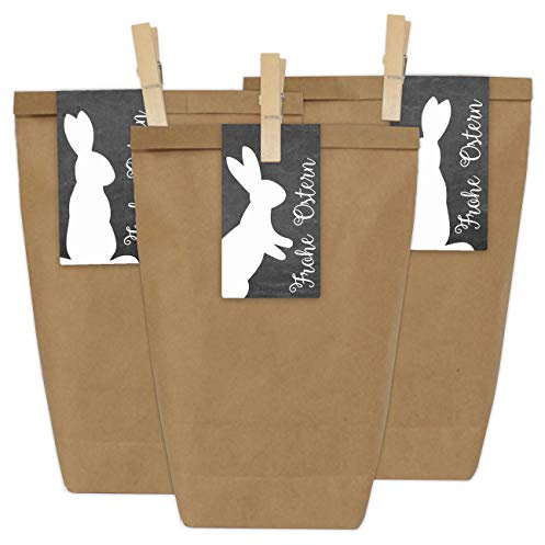 Papierdrachen 12 DIY Geschenktüten zu Ostern zum Basteln - Kreatives Osternest mit 12 Papiertüten und Osterhasen Aufklebern - Design 12