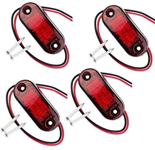 PolarLander 4pcs 24v 12v Ámbar LED Luces de posición Laterales Luz de posición Lateral Luz de posición de luz para remolques Camiones Rojo