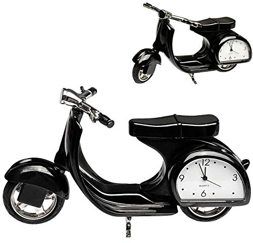alles-meine.de GmbH kleine - Tischuhr/Miniatur - Uhr - Motorrad - Roller/Motorroller - aus Metall - 11,5 cm - batteriebetrieben - Analog - Batterie - schwarz - Zahlen Stehuhr..
