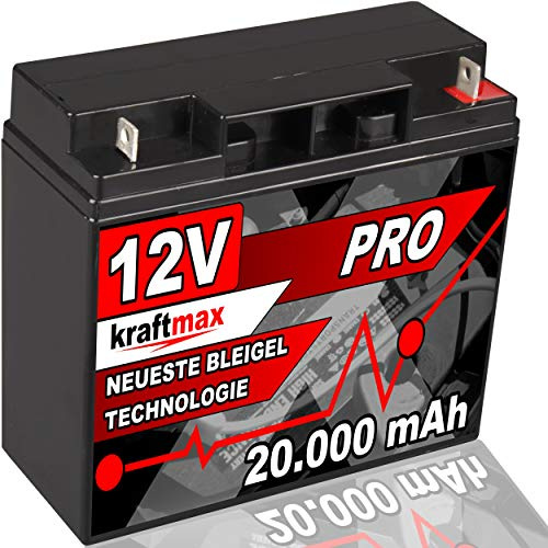 Kraftmax Industrial 12V 20Ah AGM Bleiakku – Hochleistungsakku wartungsfrei & auslaufsicher – Zyklenfest für USV, Alarmanlagen, Solaranlagen, Scooter & Rasentraktoren