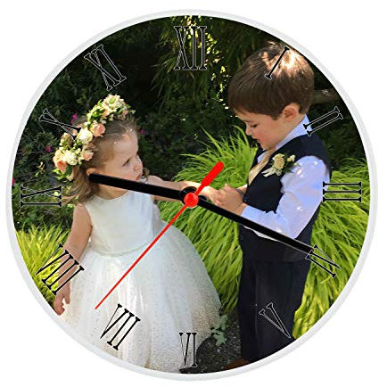 RUIXIA Horloge Personnalisable avec Photo Horloge Murale en Cadre Photo Horloge en Verre Photo Personnalisé Décoration Maison Bureau Cadeau pour Noël Maman Papa Anniversaire