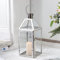 JHY DESIGN Stainless Steel Candle Lantern, 34cm High Hanging Glass Lantern|Candle Holders Balcony Accessories for Candles Indoor Outdoor Party Wedding Garden Hallway Pavilion Patio Living Room(Silver)