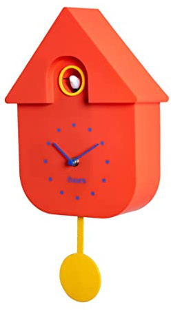 Fisura - Reloj de Cuco. Reloj Pared. Reloj Pared Original para Regalo. 3 Pilas AA no Incluidas. Medidas: 21,5 x 8 x 41,5 cm. Plástico ABS. (Rojo)