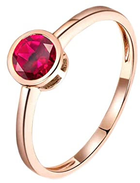 KnSam Echter Goldschmuck, Damenring Rosegold 18K 750, Ringe Gold Damen 0.6ct Labor Erstellt Rubin, Oma Geschenk, Rose Gold, Gr.54 (17.2)