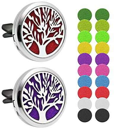 2 pièces de diffuseur de voiture d'aromathérapie, diffuseur d'huiles essentielles, adapté au bureau à domicile de voiture, avec 20pcs feutre de remplacement