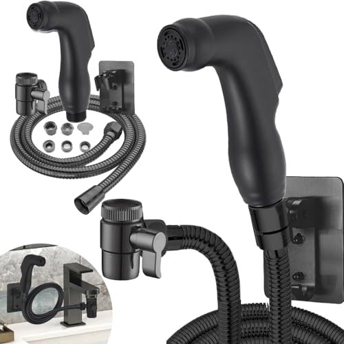 STOAT®Pratico set per doccia. Adatto ai lavelli di bagno e cucina.doccetta per lavandino bagno，doccino per bidet，soffione per lavandino bagno，soffione doccia wc，pistola a spruzzo per wc Nero