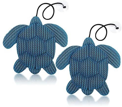 Joyfulmap 2 Hot Tub Scum Absorber Turtles, 3D Honeycomb Mesh Oil Absorbing Sponges for Scum, 2 Washable Pool & Spa Defoamers for Hot Tubs, Pool and Spa Cleaning（10x10IN/25x25CM