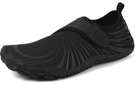 Unisex Zapatos de Agua Hombre Mujer Escarpines Barefoot Zapatillas Verano Outdoor Antideslizante Secado Rápido Calzado Surf para Fitness Yoga Playa Transpirable Ligeras Zapatos Descalzos，Negro，42EU