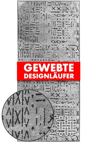 KARAT Tappeto passatoia di alta qualità, tessuto con motivo, 80 x 200 cm, argento, morbido tappeto in cotone, per cucina, corridoio e soggiorno, tappeto per corridoio (Vena)