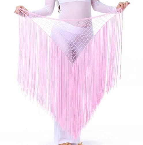 Bauchtanz Kostüm Damen,Bauchtanz Hüfttuch Bauchtanz Kleidung Accessoires Praxis Stretchy Langer Quaste Dreieck Gürtel Hand Häkeln Bauchtanz Hüfte Schal(Pink)