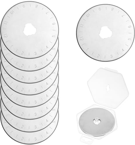 QWORK® 10 Pezzi Lame Rotanti da 45 mm per Taglierina Rotante, in Acciaio SK-5, con Foro di Fiore di Pruno