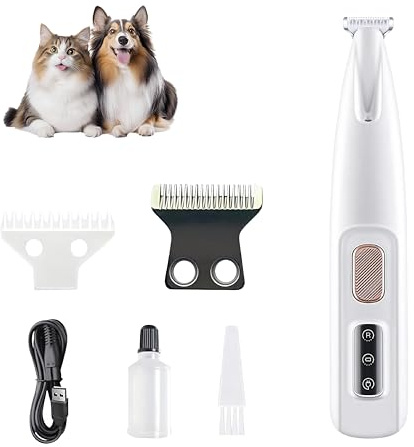 Upgrade Pet Paws Trimmer, Dog Grooming Clippers, Cat Shaver, Doggykings 3 in 1 Electric Dog Paw Trimmer, Rechargeable Waterproof with Led Light, Low Noise Pet Shaver for for Paws Eyes Ears Face Rump