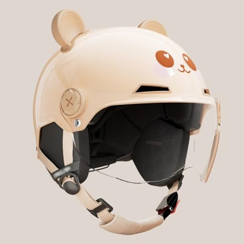 Casque De Trottinette Enfant | Casque Jet pour Garçons Et Filles De 3 À 12 Ans | Demi-Casque De Moto avec Visière | Homologué ECE 22.06 | Casque De Moto Ouvert pour Enfants E,50-60cm