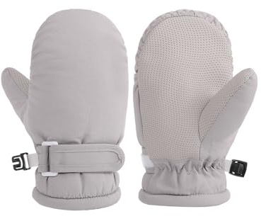 Qcbuegof - Guantes de felpa resistentes al agua para bebés y bebés, aventura de nieve, diseño antideslizante, fácil agarre, guantes cálidos, temporada fría, guantes de juego de nieve para bebés, Gris