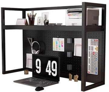 Datorförvaringsställ Justerbar Metall 82 cm Höjd Mångsidig Bordsorganisatör för Skrivbord Platssparande för Kontor Hemma Arbetsrum Sovsal(Black,90cm)