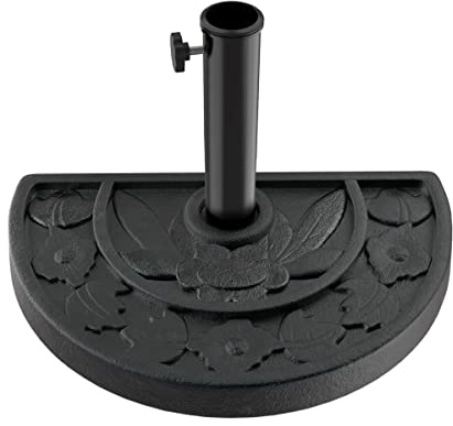 Pure Garden Half Round Umbrella Base - 20lb Weighted Semicircle Freestanding Resin and Concrete Umbrella Stand for Outdoor Use (Black)