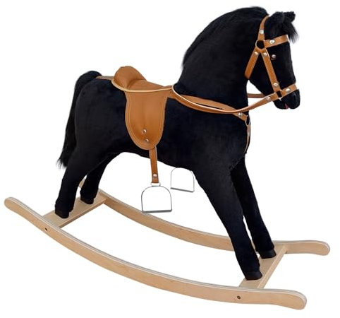 Erst-Holz 96-113 großes klassisches Schaukelpferd - schwarz