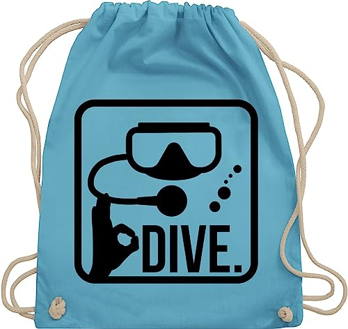Turnbeutel Rucksack - Wassersport - Dive. - Unisize - Hellblau - geschenke für taucher schwimmen geschenk schwimmer dive juterucksack schwimmmotiv trainingsbeutel schwimm tauchen beuteltasche