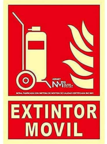 Señal Luminiscente Extintor Movil Clase A PVC 1mm 21x30cm con CTE, RIPCI y Apto para la Nueva Legislación - A00407 | NORMALUZ