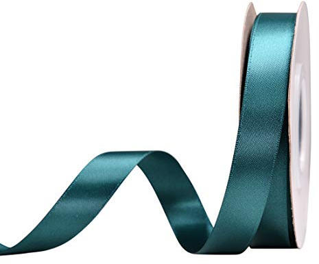 YAMA Double Face Satin Ribbon - 5/8 25 Yards for Gift Package Wrapping,Floral Design,Hair Bow Clip Making,Crafting,Sewing,Wedding Decor, Teal