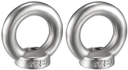 uxcell Lifting Eye Nut M8 Female Thread 304 Stainless Steel Round Shape for Rope Fitting Pack of 2