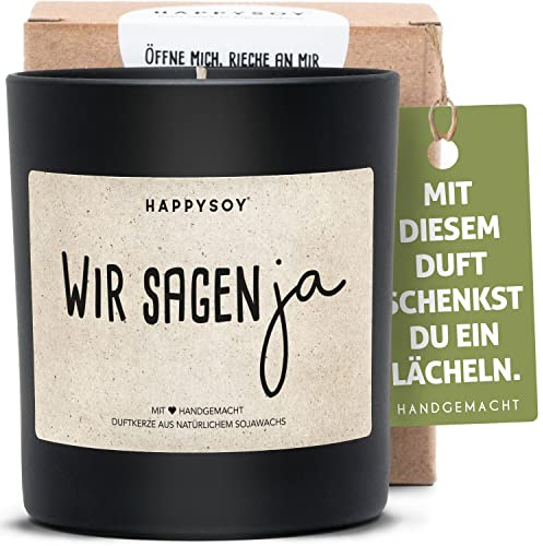 Wir sagen ja Duftkerze im Glas mit Spruch aus Soja - natürlich handgemacht vegan nachhaltig - Hochzeitseinladung verkünden besondere Idee zur Hochzeit Einladung Geschenk Dekoidee Gastgeschenk