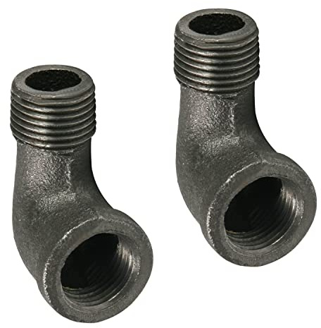 MroMax Rohrbogen, G1/2 Rohrgewinde, Rohrnippel, bauen Sie Vintage DIY Regale, Steampunk-Möbel, grau-schwarz, 2 Stück