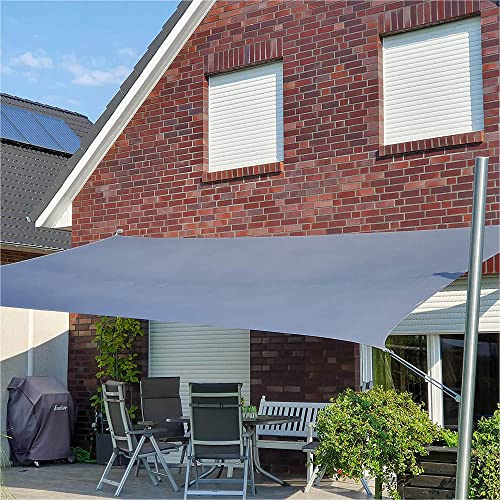 Toldoro Kit complet de voile d'ombrage rectangulaire PES 2 Support mural / 2 poteaux en acier inoxydable réglables en hauteur Ø 70 x 3 mm