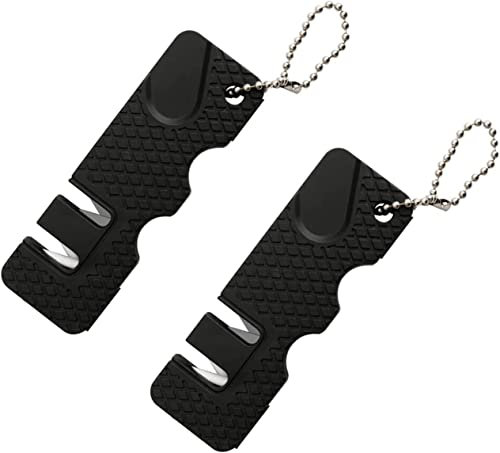 Teegxddy 2 pezzi Mini pietra per affilare i coltelli per affilare i coltelli Utensili per esterni da cucina Mini pietra per affilare portatile multifunzione per viaggi all'aperto (nero)