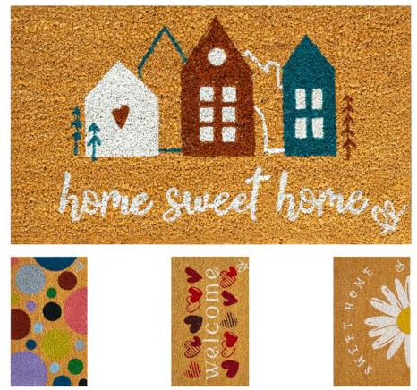 Olivo.Shop | Fantasy 12 Felpudo Entrada casa, Alfombra de Entrada Interior, Felpudo de Entrada Exterior, Felpudo de Fibra de Coco Natural con Estampados de Colores 30 x 50 cm (Home)