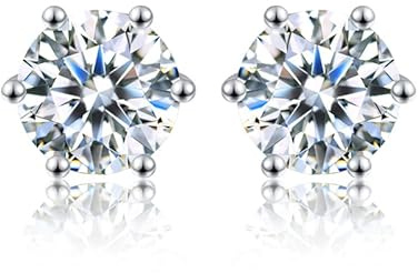 ✦ Hochzeitsgeschenk ✦Springlight S925 Sterling Silber Moissanite Ohrstecker 0,5 ct/1 ct D Farbe VVS1 Klarheits Runde Moissanit-Diamant Ohrringe Geschenke für Frauen. (0.5CT(5.2MM)/Pair)