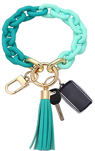 Guidre Schlüsselanhänger Auto Frauen Schlüsselanhänger Armband Autoschlüsselanhänger mit QuasteWeihnachtsgeschenke für Frauen,Handgelen schlüsselkette für Damen (Farbverlauf)